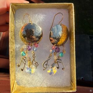 Chic Gold and Multicolor Note Earrings